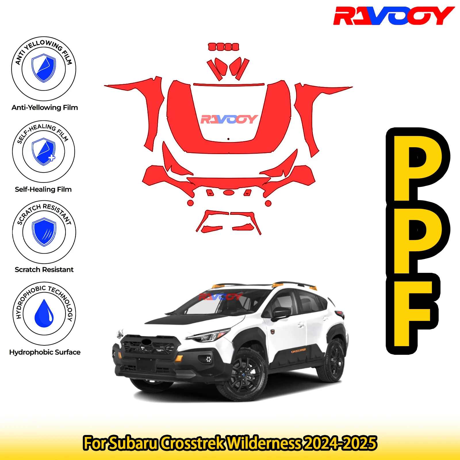 Para Subaru Crosstrek Wilderness 2024-2025 Kit PPF frontal precortado negro mate brillante película protectora de pintura