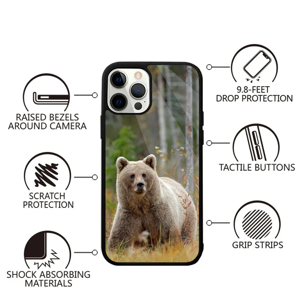 Brown Bear Phone Case For iPhone 16,15,14,13,12,11,Plus,Pro,Max,Mini Magsafe Magnetic Wireless Charging