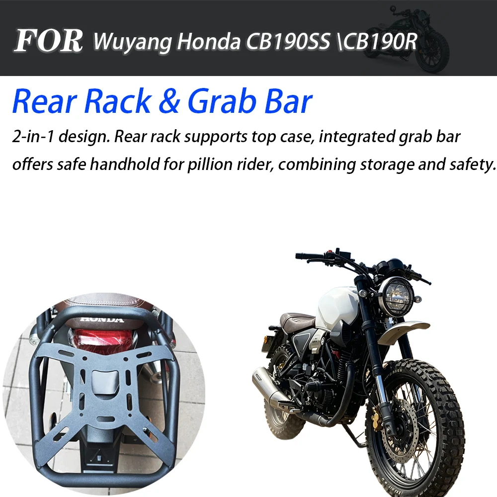 For Wuyang Honda CB190SS CB190R Motorbike Rear Storage Rack With Passenger Handhold Top Box Bracket Modification Accessories