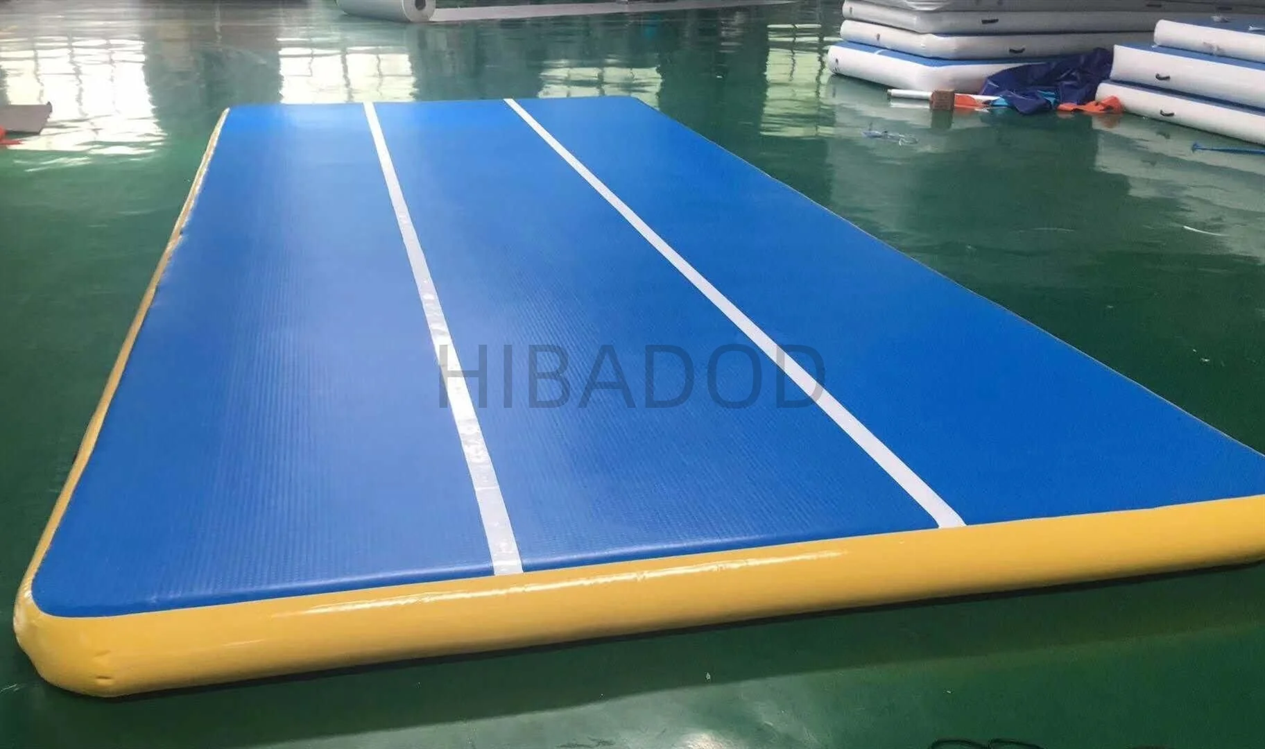 HIBADOU Inflatable Air Gymnastics Mat Training Mats 5x4x0.2m 8 inches Thickness Gymnastics Tracks with Electric Air Pump