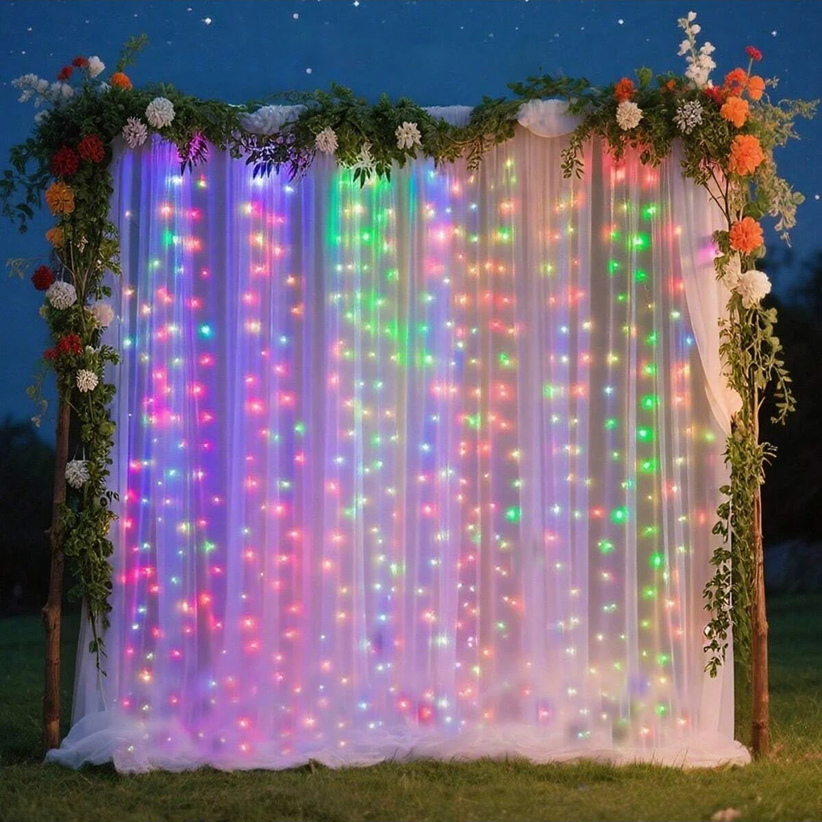 LED 8 Modes Curtain String Lights USB Remote Control Fairy Garland Lamp for Bedroom Holiday Wedding Birthday Christmas Decor