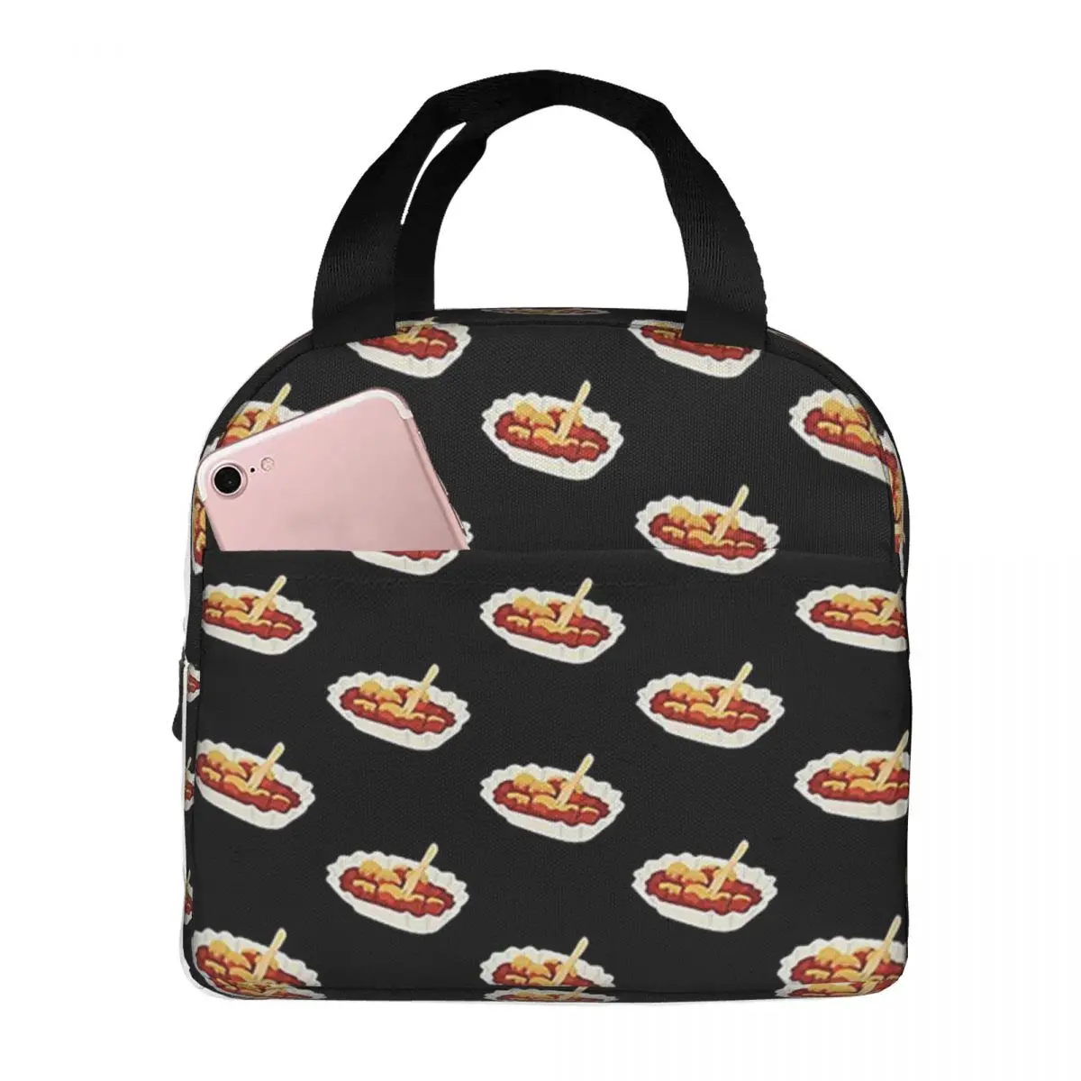 Currywurst Eating Fast Food Foodie Lunch Bags Insulated Bento Box Lunch Tote Picnic Bags Thermal Bag for Woman Girl Office