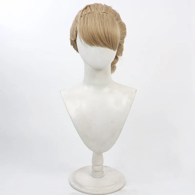 Anime Snow New Type Anna Cosplay Wig Short Braid Light Yellow Heat Resistant Synthetic Hair Halloween Party Role Play + Wig Cap