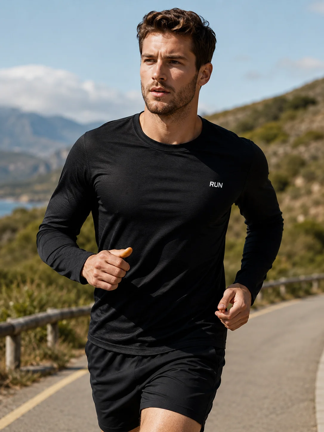 Men's Long Sleeve Sports T-Shirt UPF 50+ UV Protection Quick Dry Breathable Running Cycling Fishing Workout Tee