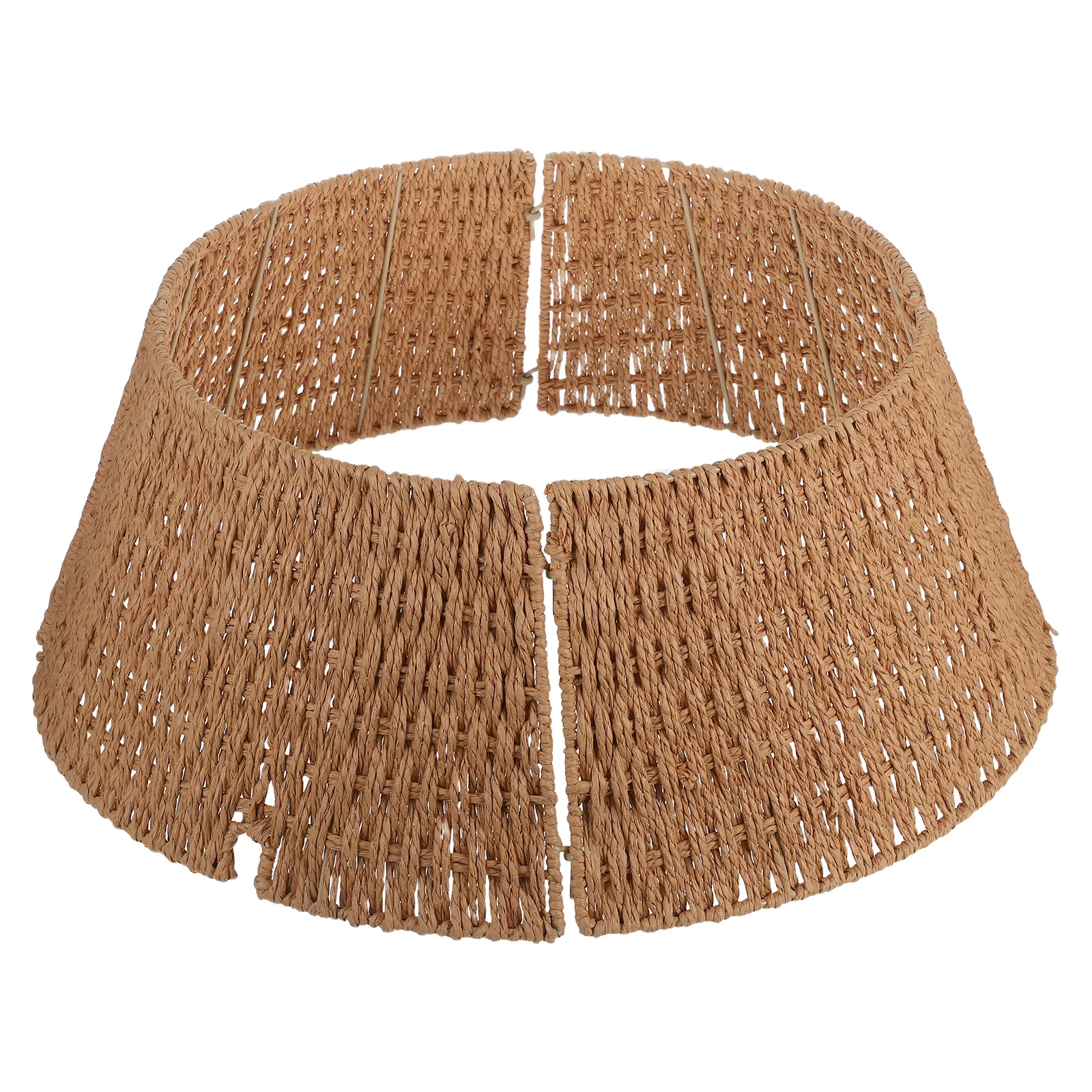 

24 Inch Christmas Tree Skirts Paper Rope Weaving Basket Collar Stand Detachable Xmas Tree Base Fence Christmas Decorations