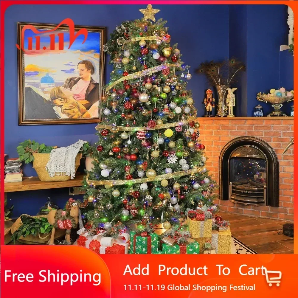 9 Ft Prelit Christmas Tree, Artificial Christmas Trees with 600 Color Changing LED Lights, 10 Color Modes,Christmas Trees