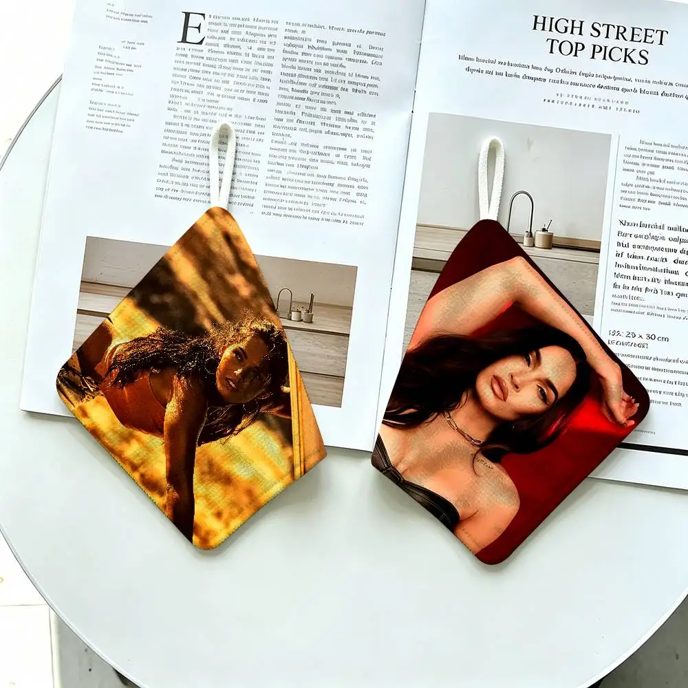 Actress M-Megan Fox Model Polyester Cotton Hand Wiping Towel, Hanging Design, Durable for Household Restaurant Toilet Use