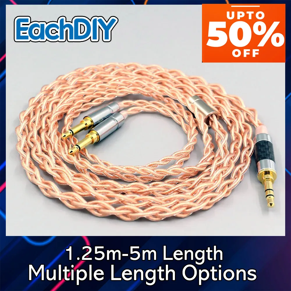 Cable de auriculares trenzado Litz HiFi-OFC de 4 núcleos y 1,7mm para 1 a 2 jack 3,5/2,5/4,4mm equilibrio auriculares reemplazo mejorado 8084