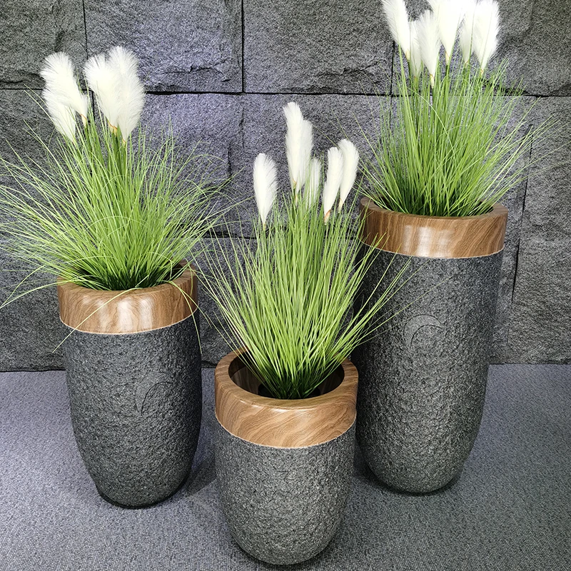 Large  Combo Plant Pots Stand Fiberglass Flower Pots Planters for Gardening Indoor Outdoor Resin Light Weight Pots