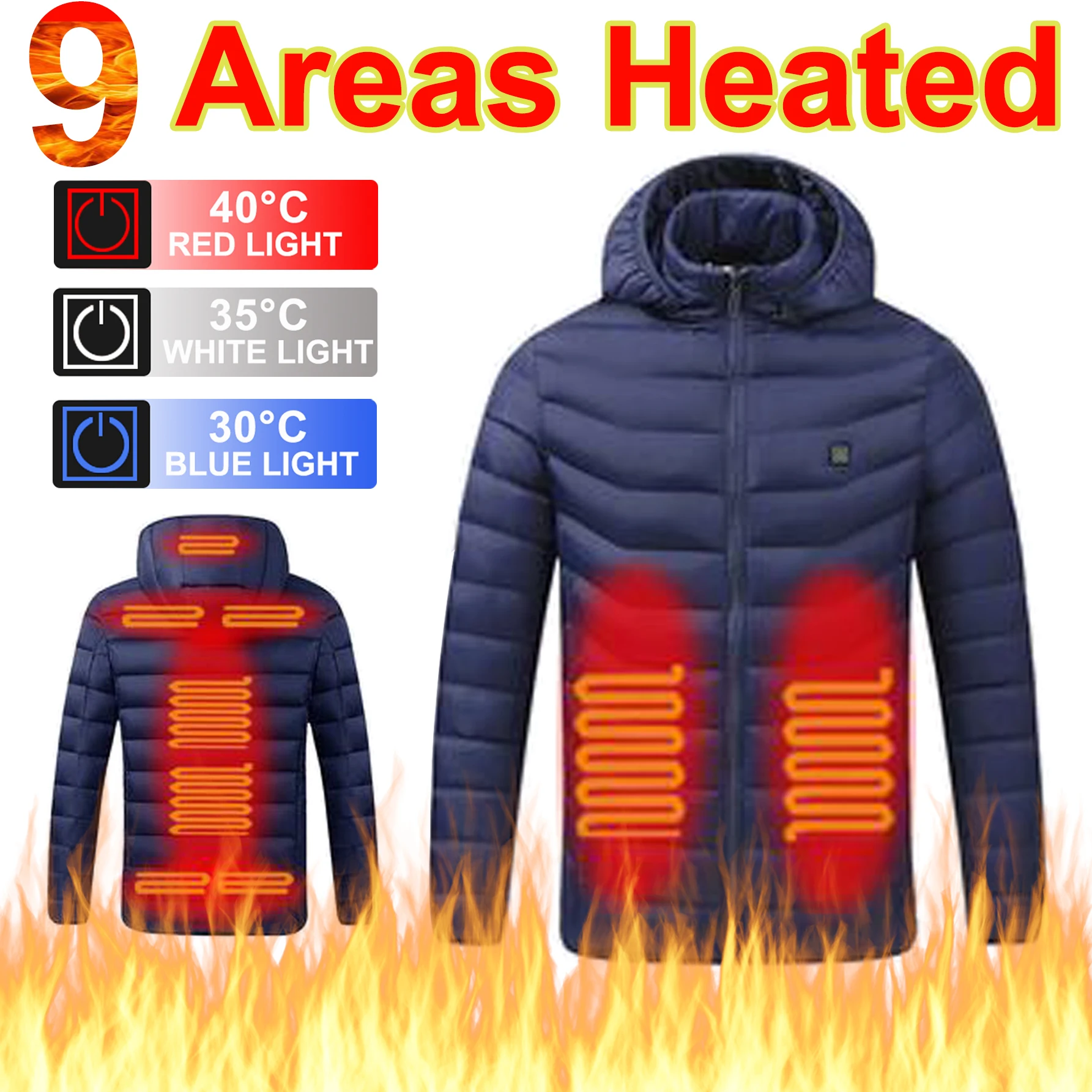 21/15/9 Areas Heated Jackets Men Long Sleeve Heated Vest Men Electric USB Heating Jackets Heated Coat Clothing Jacket Winter