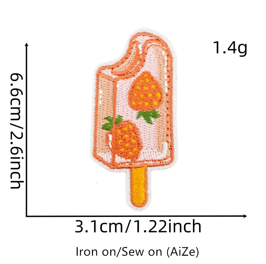10 Pcs Strawberry Series Embroidered Patches Iron On Clothing Hat Bag Shoe Repair Material Phone Gift Box Decor DIY Accessory