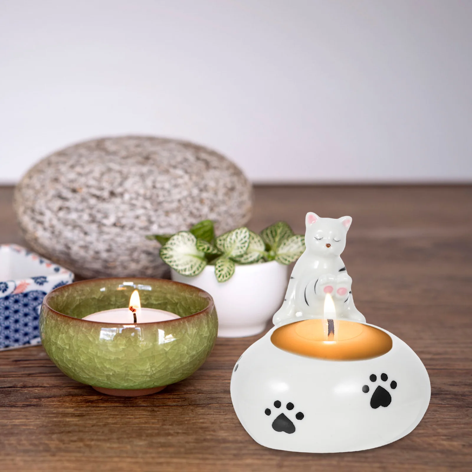 

Kitten Holder Shape Animal Cartoon Cat Ceramic Holders Candleholder Tealight