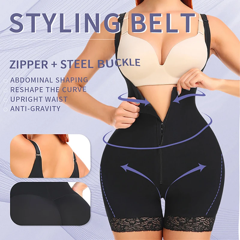 Slimming Shapewear for Women Postpartum Tummy Control Body Shaper Butt Lifter Bodysuit Zipper Open Bust Open Crotch Corset Fajas