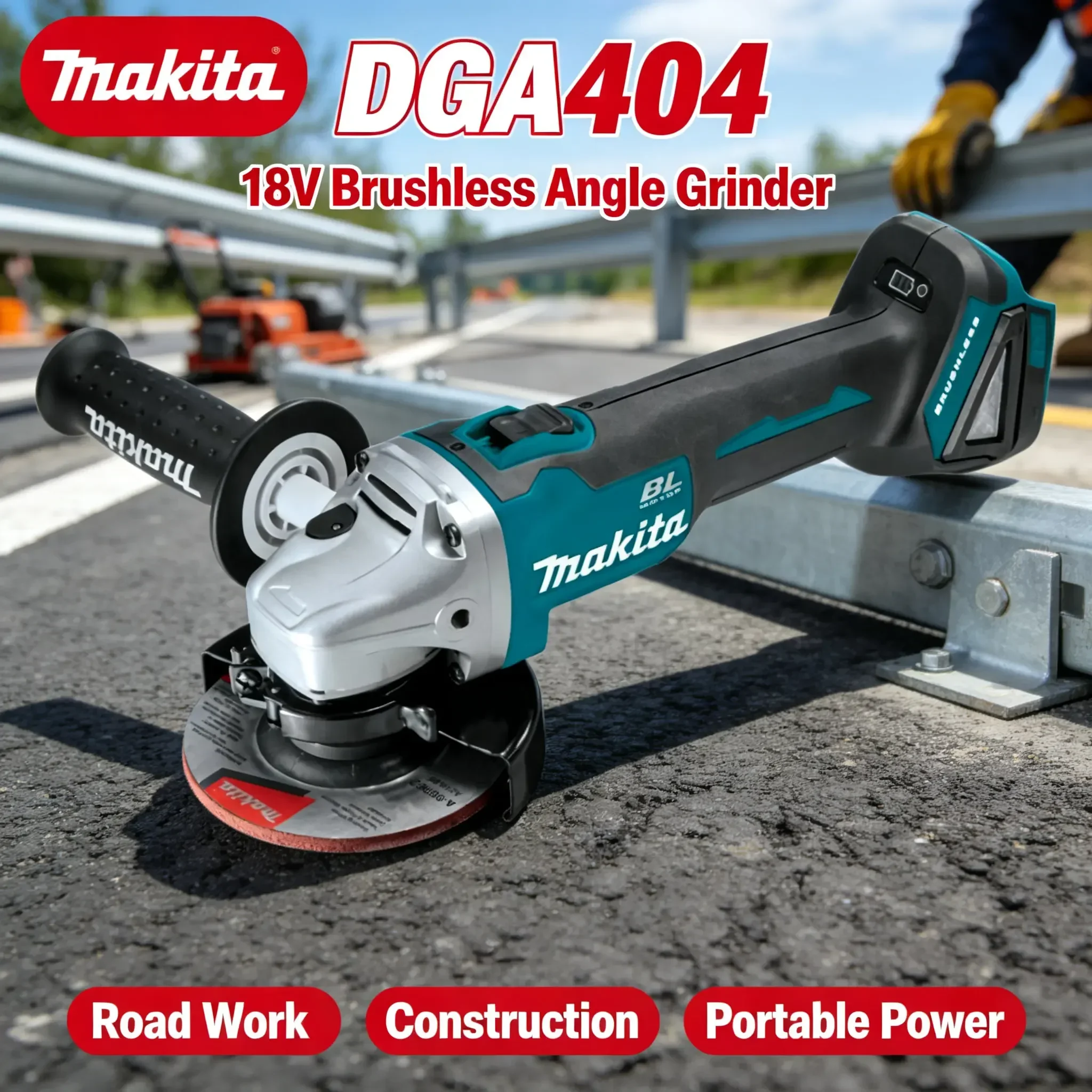 Smerigliatrice a batteria Makita DGA404 a bassa vibrazione, 18V, motore brushless, smerigliatrice angolare senza fili da 125 mm, prestazioni di smerigliatura stabili