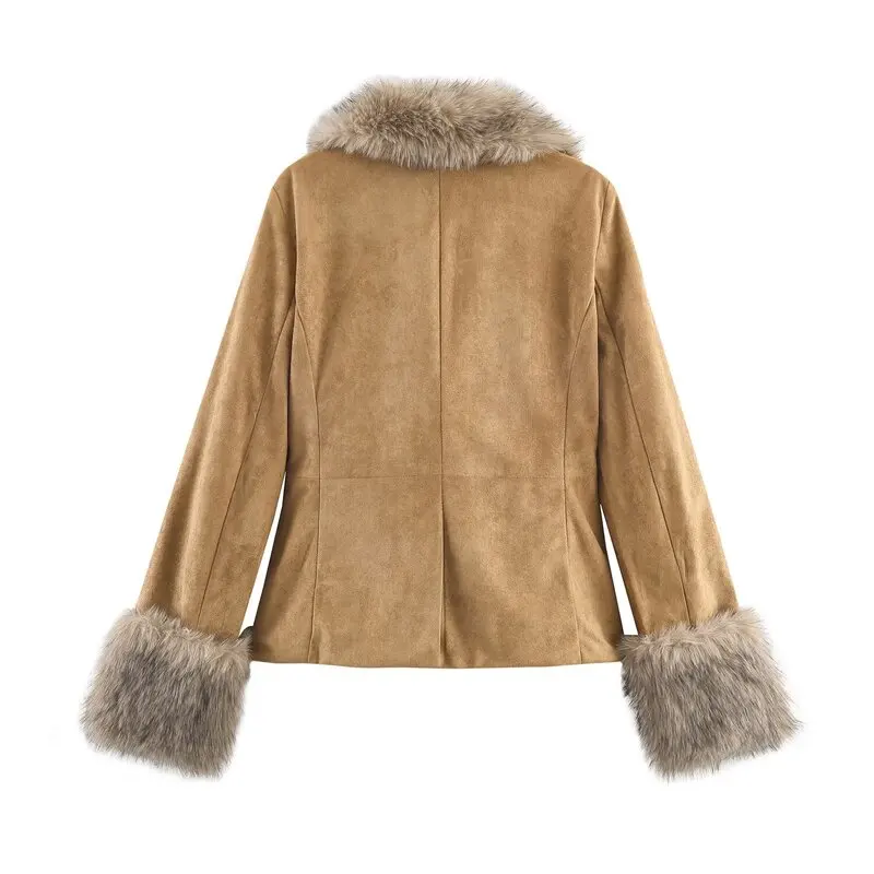 شتاء جديد وصول المرأة Faion المخملية بدلة جلدية Jaet تنوعا تصميم طويل Sve زر إغلاق Ele ملابس خارجية