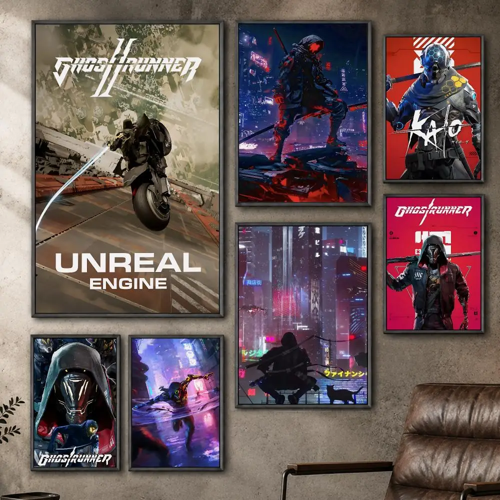 Game Ghostrunner Cyberpunk Action Poster  PP Self Adhesive Home Garage Dorm Bar Wall Decor Aesthetic Retro Gift