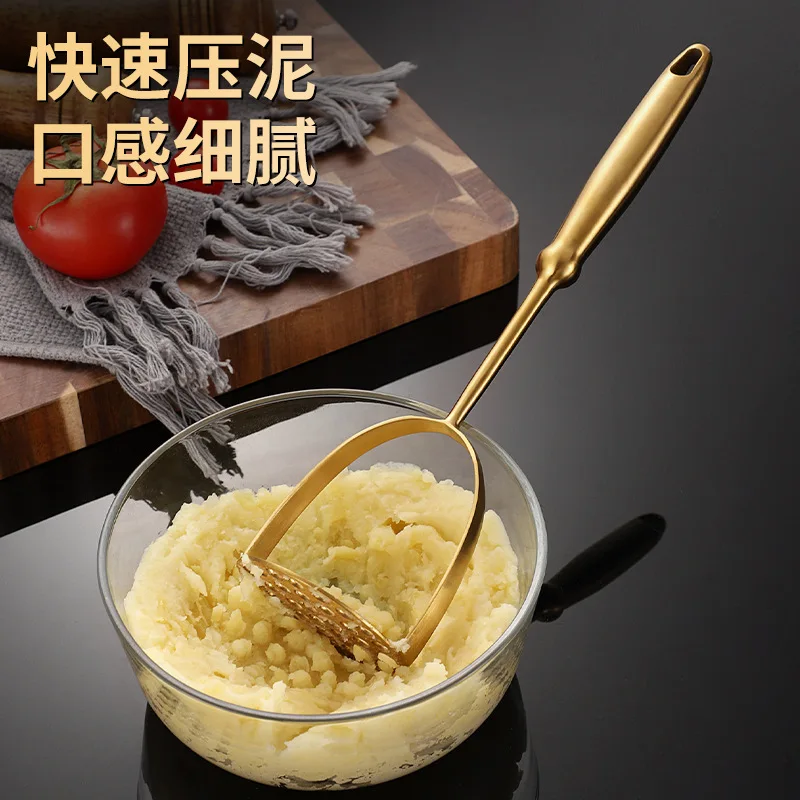 Gold Stainless Steel Potato Masher Pressed Ricer Smooth Mashed Manual Crusher Fruit Vegetable Tools Home Kitchen Gadgets