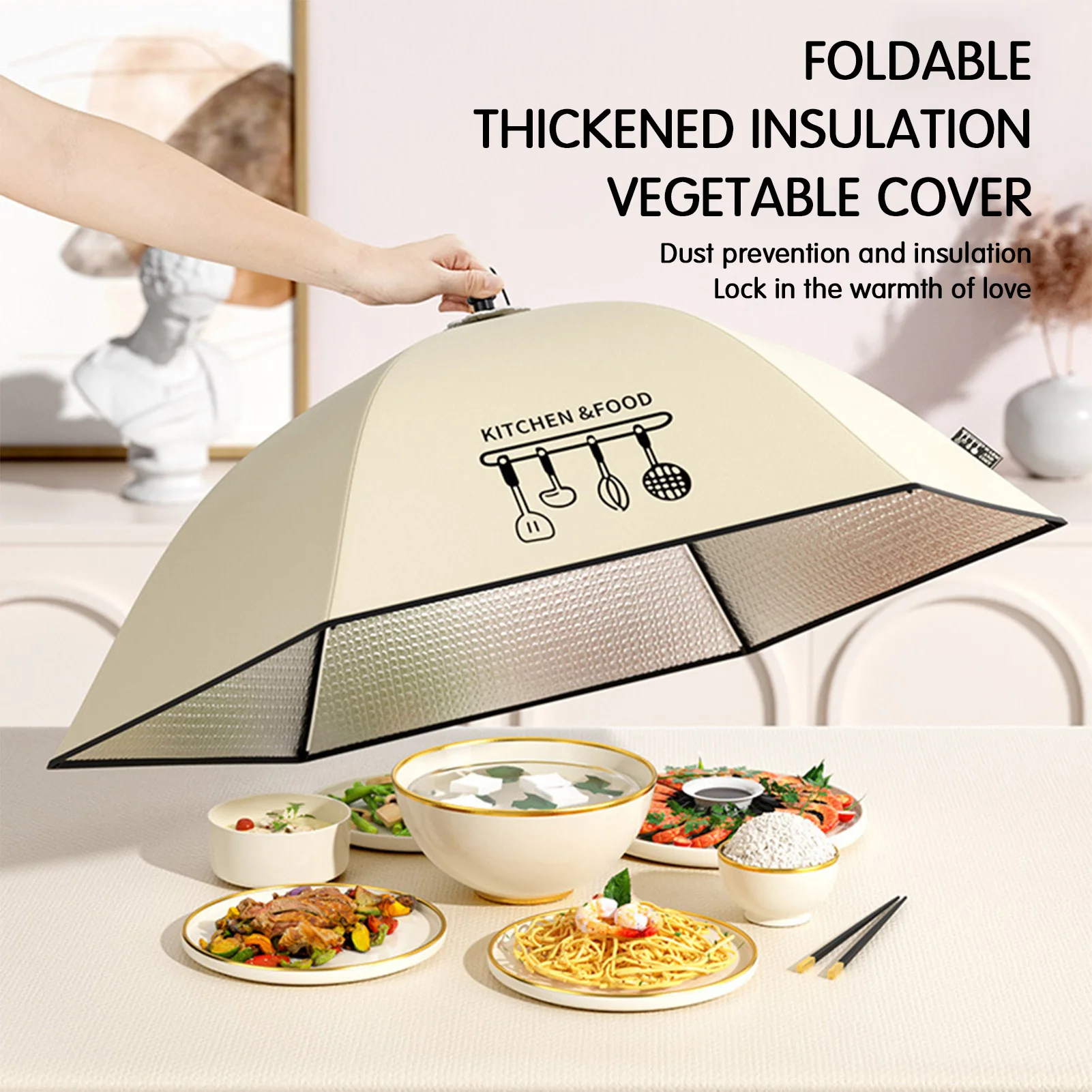 

70/80cm Insulated Food Cover Insulation Food Storage Cover for Fly Prevention Foldable Leftovers Vegetable Covers Kitchen Gadget