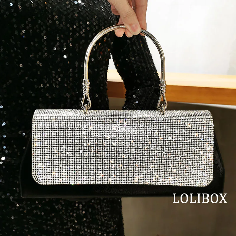 

Shiny Rhinestone Diamond Evening Bag Women's Handheld Handbag Dinner Party Clutch Purse Banquet Dress Bag Shoulder Chain Bag