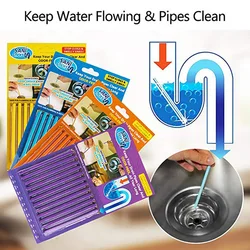 12PCS/Set Pipe Dredging Rod Bathtub Decontamination Drain Kitchen Sink filt Sani Sticks Sewer Cleaning Rod for Kitchens