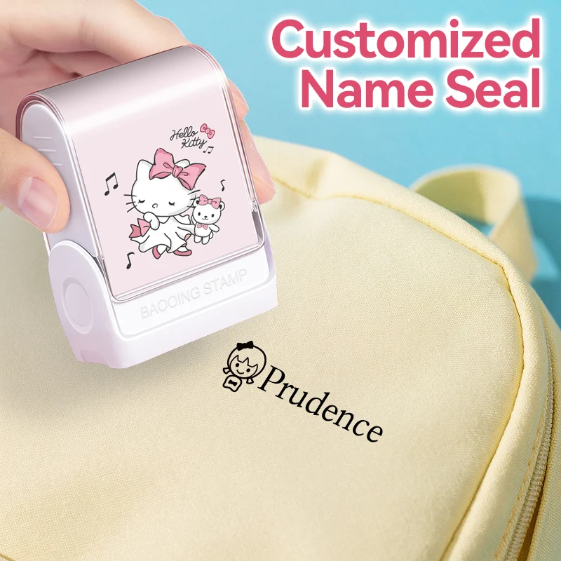 

Custom Name Stamp With Hello Kitty Design- Durable Washable Ink for Back to School, Christmas Gifts, School Supplies Organizing