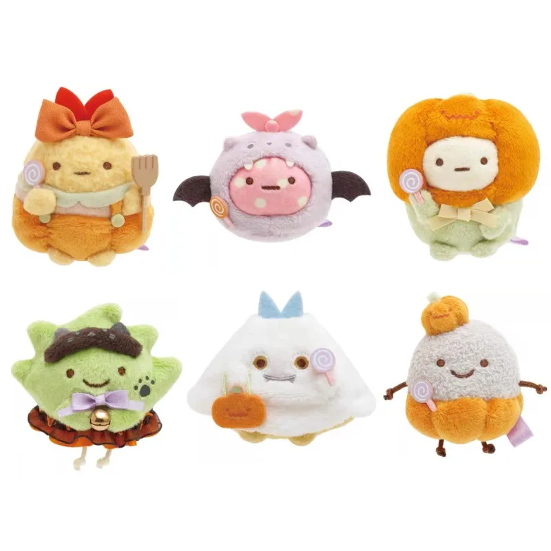 Kawaii Anime San-X Sumikkogurashi Sumikko Gurashi Stuffed Toys Halloween Pumking Dinosaur Rilakkuma  Plush Keychain Kids Gifts