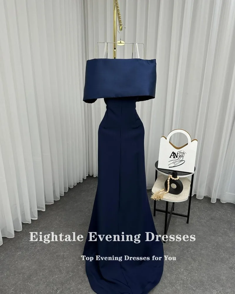 Eightale Navy Blue Evening Dress Side Slit Prom Gown Mermaid Customized Arabic Wedding Party Dresses Robes De Soirée image 3