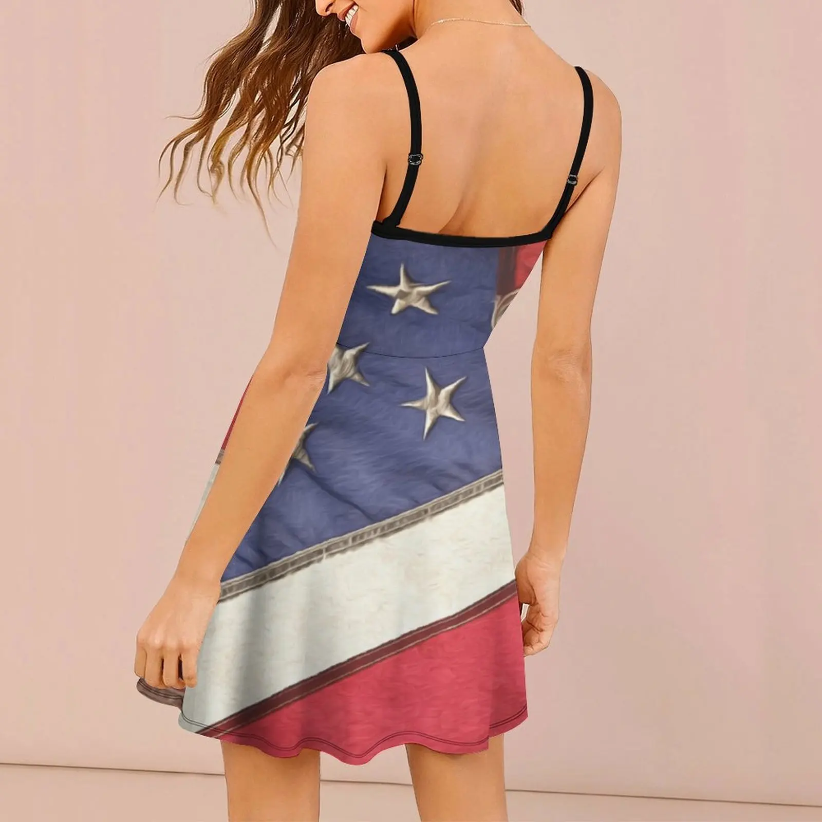 Sexy  Woman's Gown Strappy Dress Patriotic American Flag  Tapestry Women's Sling Dress Classic Cocktails Humor