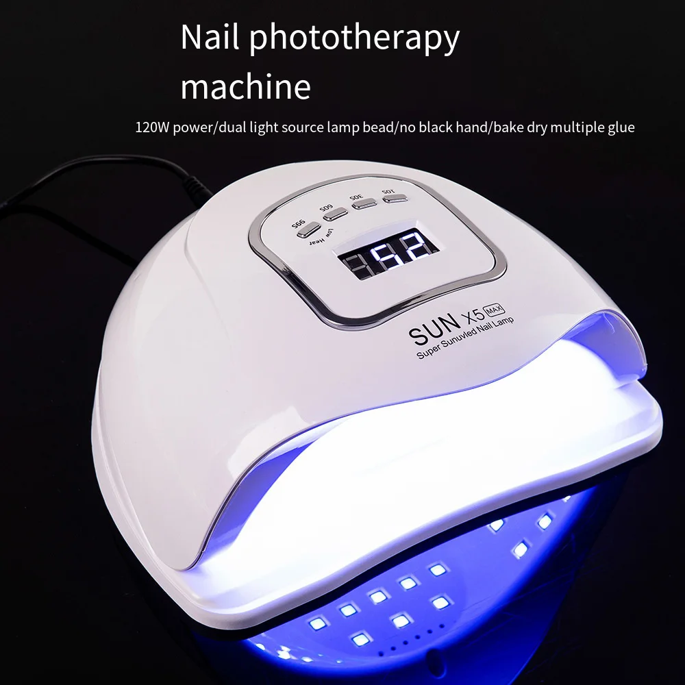 SUN x5 Max nail art lamp 120W intelligent induction timing phototherapy nail art machine LED nail lamp vs SUN Y-13/x6 MAX/C6