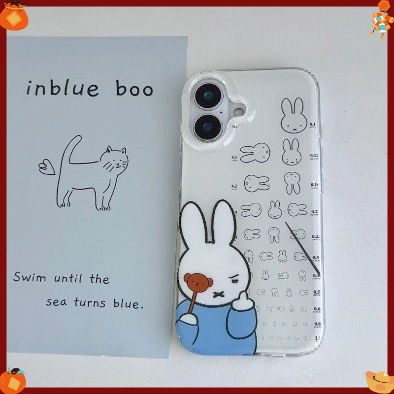 Miffy Kawaii Anime Eye Chart Applicable Huawei Mate80Pro Mobile Phone Case Pura80Pro Simple Cute Fashion Exquisite All Inclusive