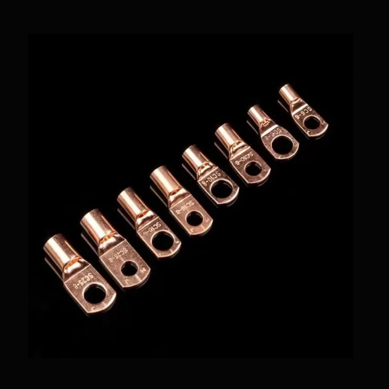 

100PCS Copper Nose Ring Wire Connectors Battery Crimp Terminals Electrical Cable Connectors SC6-6 SC6-8 SC10-6 SC10-8 SC16-6