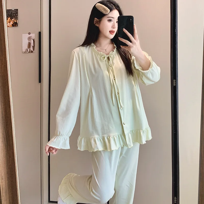 modal-postpartum-sleepwear-home-clothes-thin-maternity-nursing-casual-set-long-sleeve-round-neck-cotton-home-suit-for-women