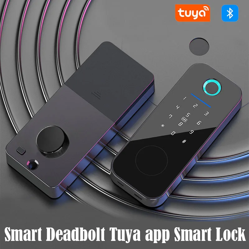 Tuya App Remote Control Smart Door Lock Deadbolt With Keys Fingerprint Lock electronics Digital Indoor House Electronic Lock