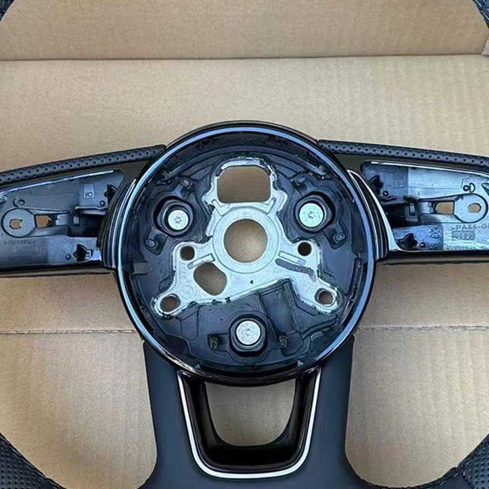 Flat Bottom Leather Sport Bare Steering Wheel Hub Only Car Replacement Steering Wheel Fit For A4 A5 2017‑2026 No Airbag No Butto