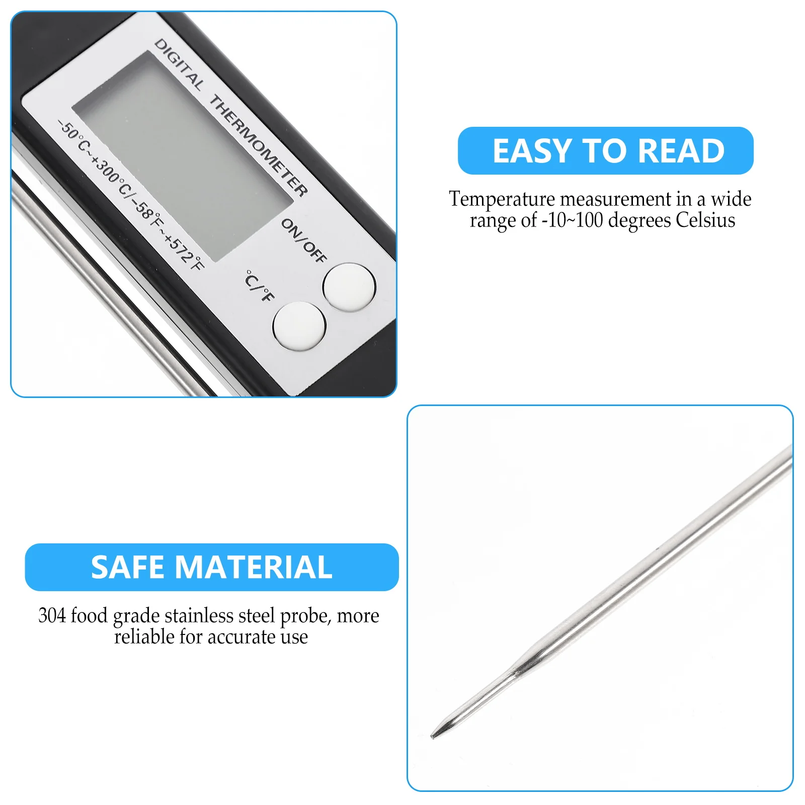 

Электронный термометр для мяса, складной зонд из нержавеющей стали в форме ручки, цифровой термометр для приготовления барбекю для кухни, пищевого гриля