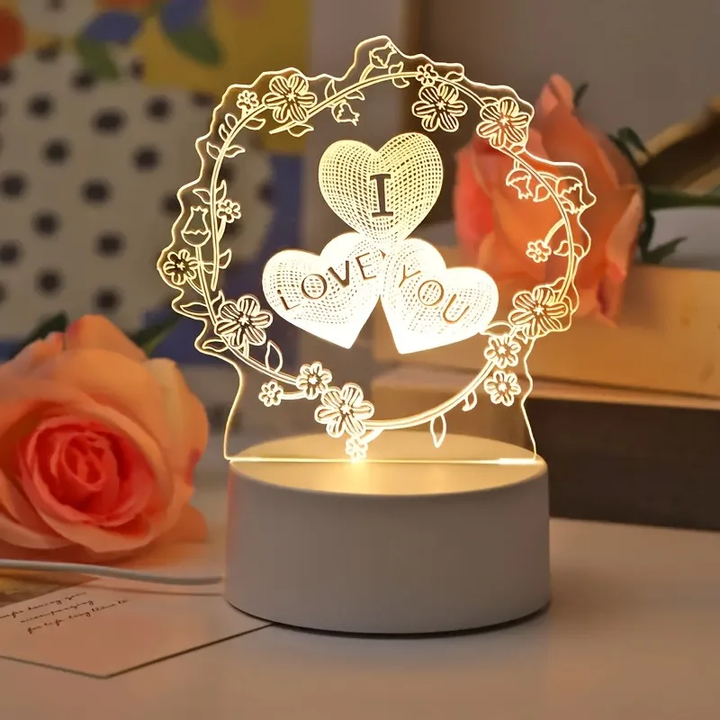 1pcs LOVE 3D night light, festive party atmosphere decorative light, romantic mood light, holiday gift table light for family.