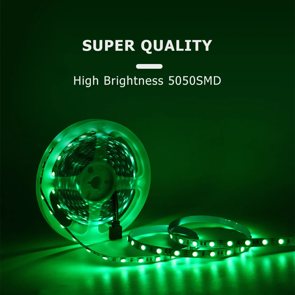 5m DC 12V 24V RGB LED Strip SMD5050 60LEDs/m 96LEDs/m Flexible LED Light Tape 8mm PCB for Decoration