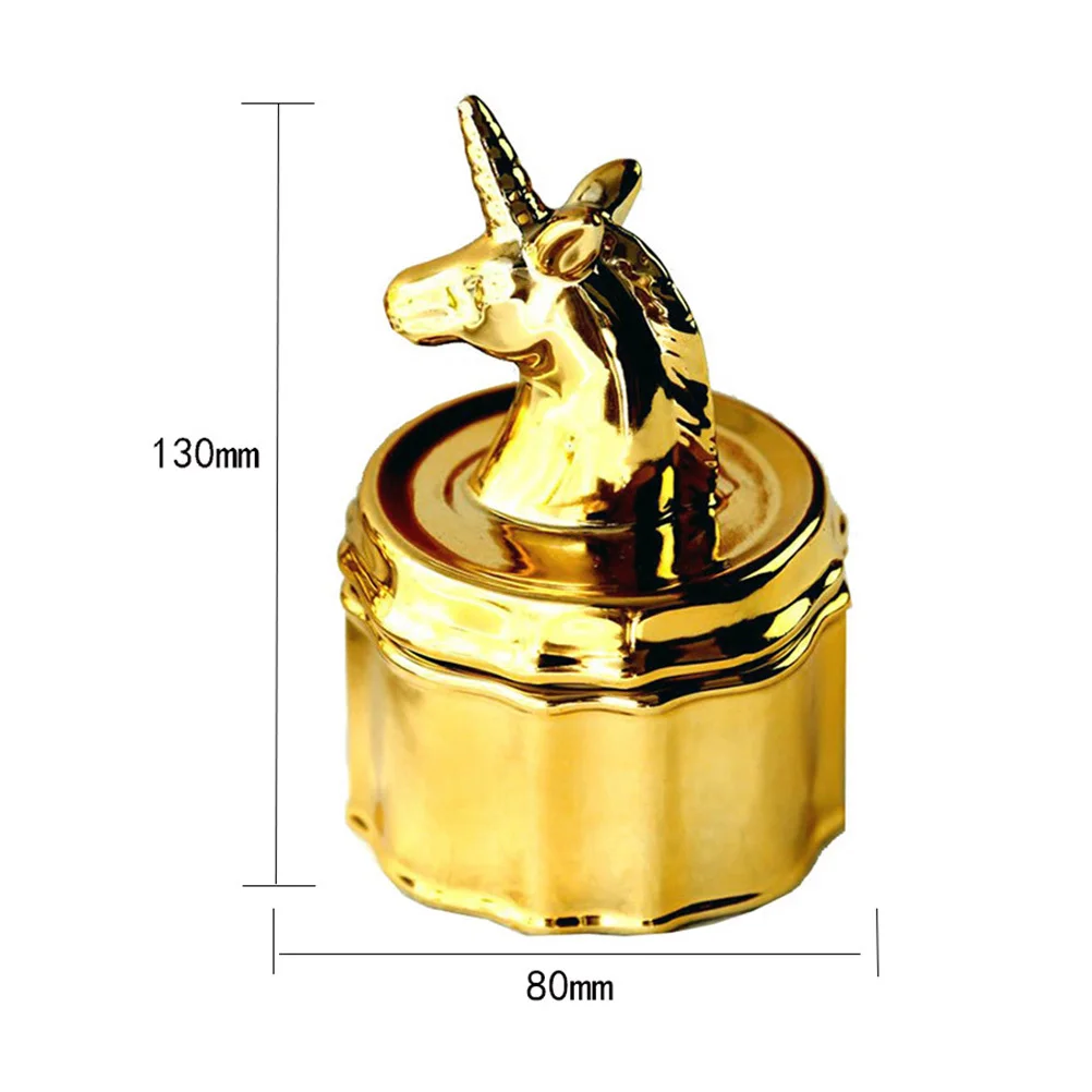 

Ceramic Unicorn Jewelry Box 13x8cm Gold Rings Holder Organizer Trinket Dish for Women Dressing Table Bedroom Bathroom