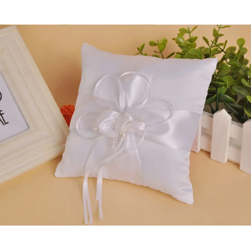 Wedding Ring Pillow Compact Size Soft Touch Lace Bridal Ribbon Decorated Ring Cushion Wedding Ceremony Engagement