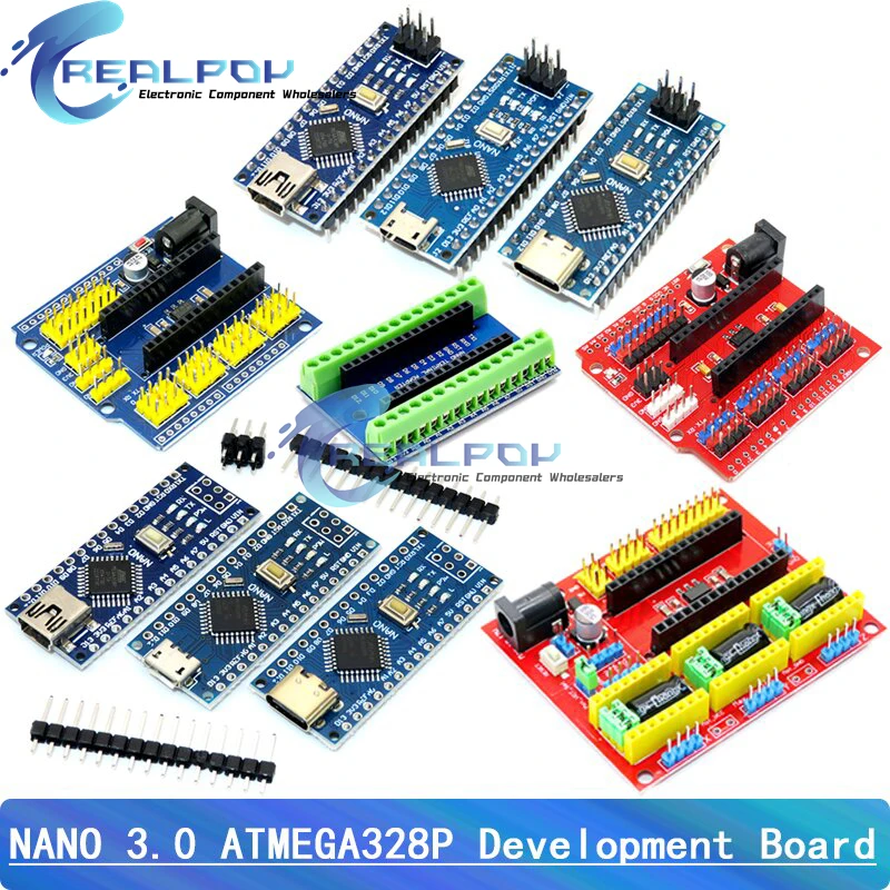 Adaptador de Terminal de controlador NANO V3.0, placa de expansión NANO IO Shield, placa de extensión Simple para Arduino AVR ATMEGA328P Nano 3,0