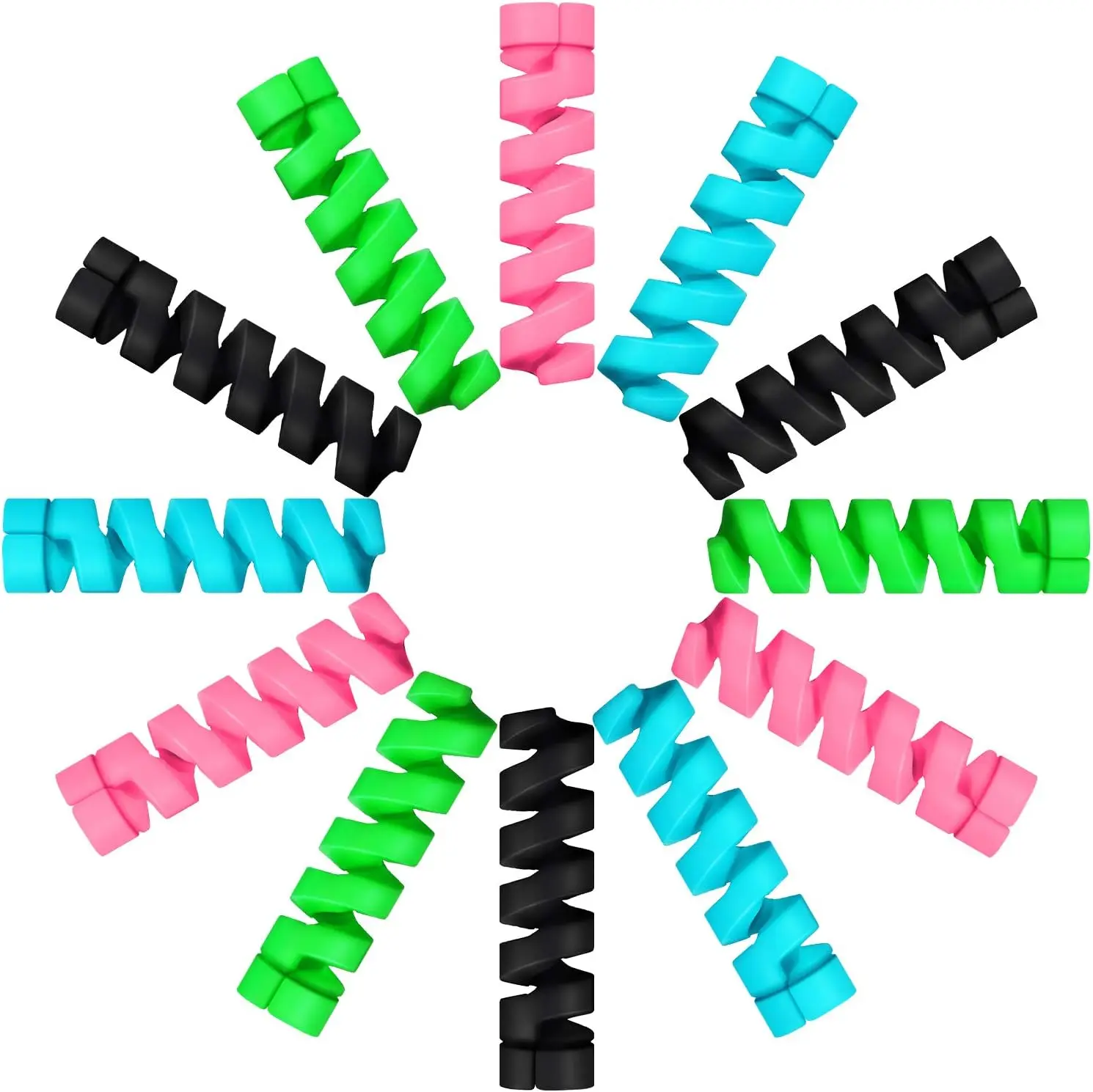 12 Pcs Charger Cable Protector,Silicone Flexible Cable Saver,Spiral USB Mouse Wire Protector for Headphone Laptop Earphone