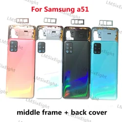 NEW For Samsung Galaxy A51 A515 A515F A515FN A515X Housing Middle Frame+Battery Back Cover Rear Cover+Camera Lens+Sim Slot Tray