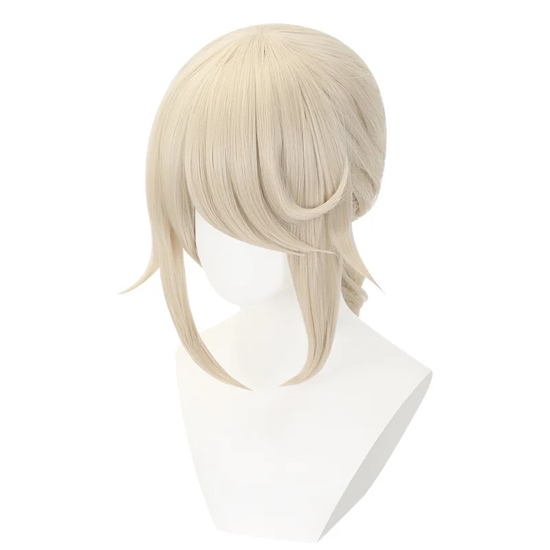 Synthetic Anime Cosplay Wig White Fox Inspired High Ponytail with Scalp Top for Roleplay Costume Party