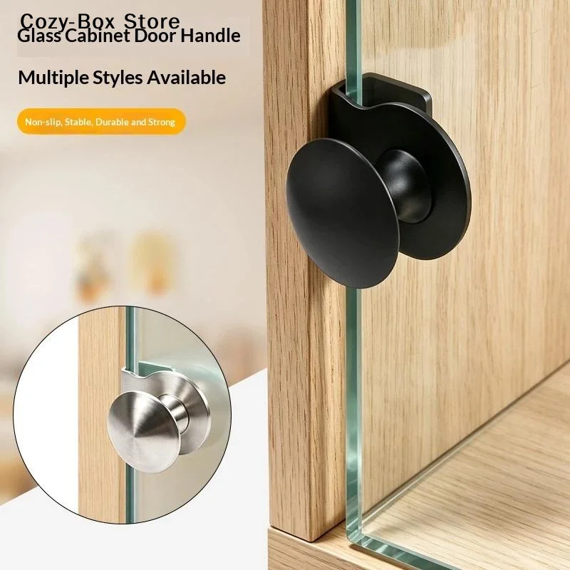 [ZY]Stainless Steel No Drill Glass Cabinet Door Pull Anti Slip Long Lasting Durable For Bathroom Kitchen Glass Cabinet Doors[ZY]