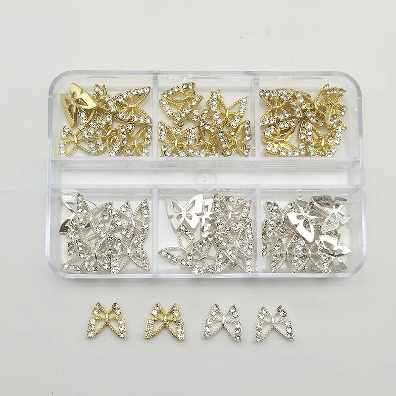 1Box Butterfly Zircon Nail Charms Jewelry Luxury Nail Parts Gem Diamond Crystal Rhinestone Nail Art Decoration Accessories