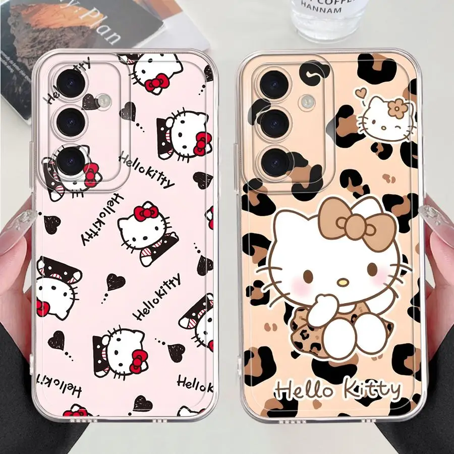 

Sanrio Striped Hello Kitty Case for Samsung Galaxy S21 S22 FE S25 Edge S24 S20 Plus S23 Ultra Note 20 Ultra 10 Soft Phone Cover