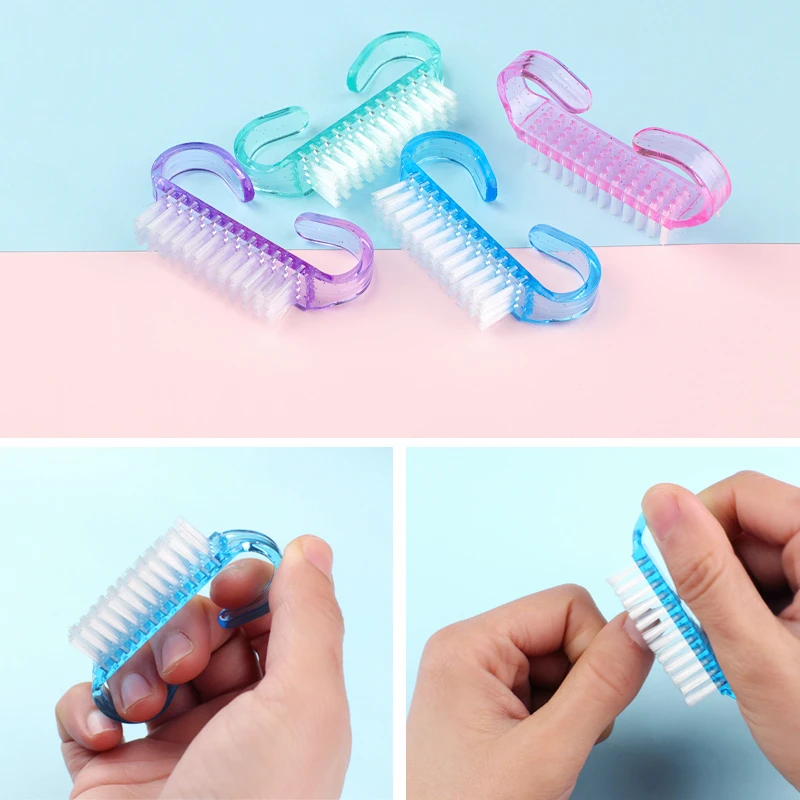 50Pcs/Lot Cleaning Nail Brush Tools Colorful Plastic Dust Cleaner Brushes Nail Art Manicure Pedicure Powder Soft Remover