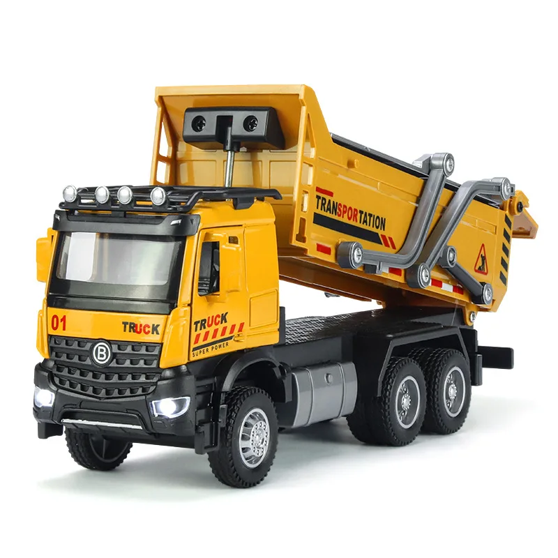 

Tipper Truck Alloy Diecast Toy Model Dump Engineering Transport Truck Sound Light Pull Back Collection Gifts For Kids