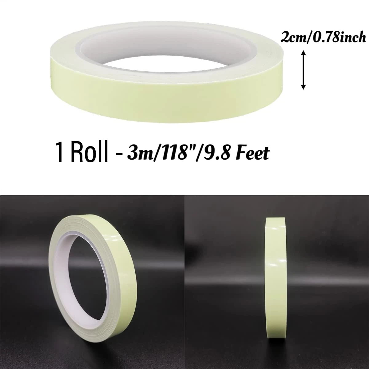 1PCS Fluorescent tape, 3m long, different widths, waterproof, suitable for stage, staircase, outdoor use, marking