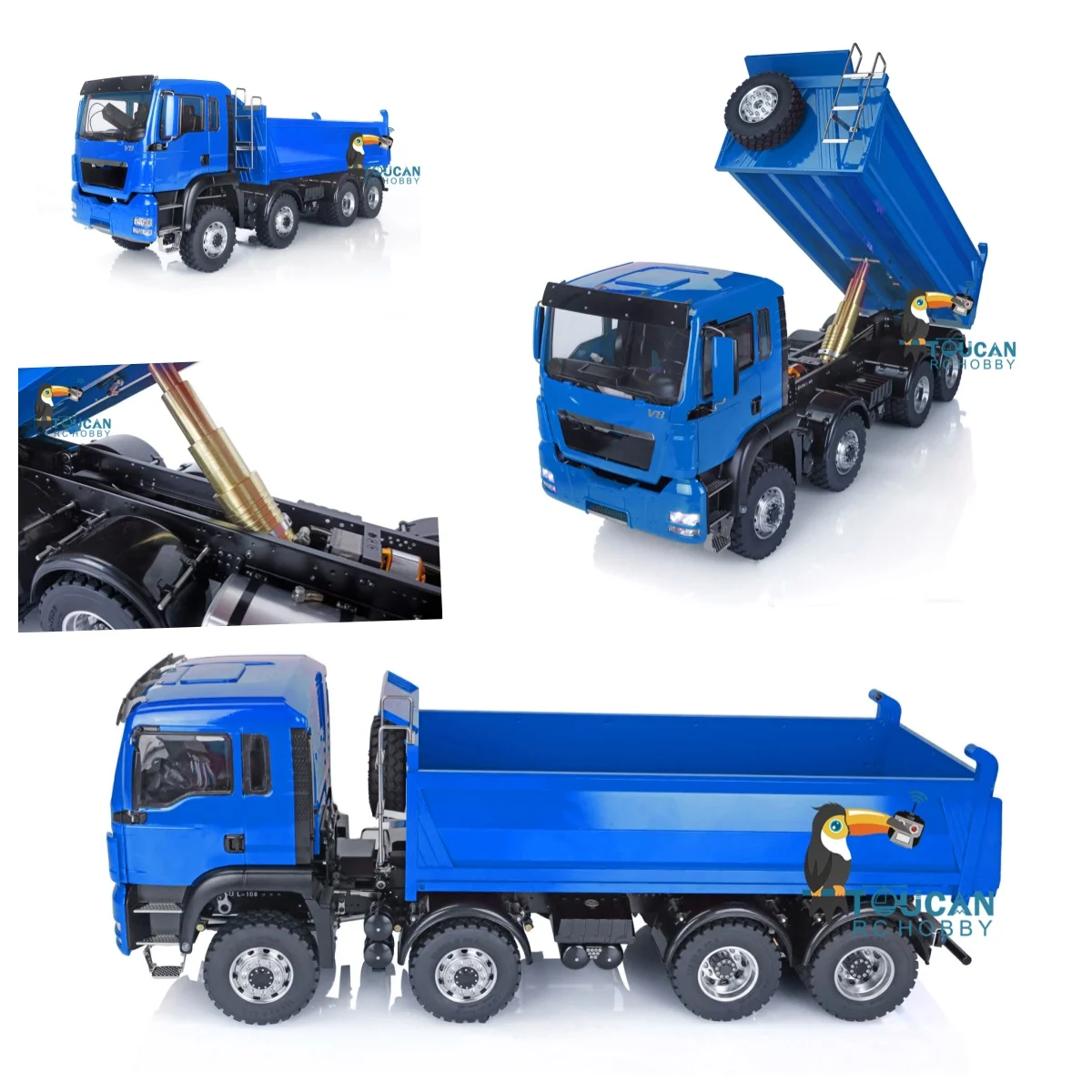 

Игрушки 1/14 LESU 8x8 RC Гидравлический самосвал TOUCAN DIY Окрашенный самосвал с радиоуправлением Автомобиль Световой звук Модель THZH1933